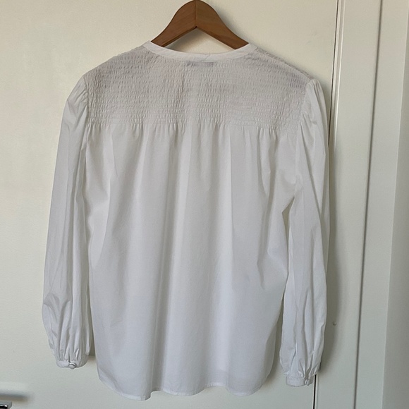Derek Lam 10 Crosby - Austin Smocked Top Blouse in Optic White - Picture 3 of 10